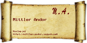 Mittler Andor névjegykártya